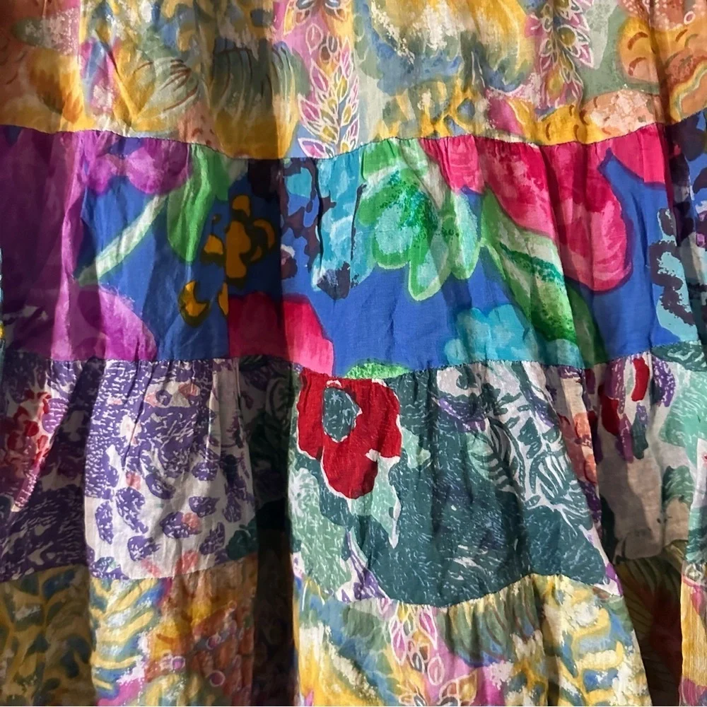 Vintage Bat Club Petite Floral Boho Patches Multicolor Hippie Women's Skirt Sz M - Picture 8 of 11